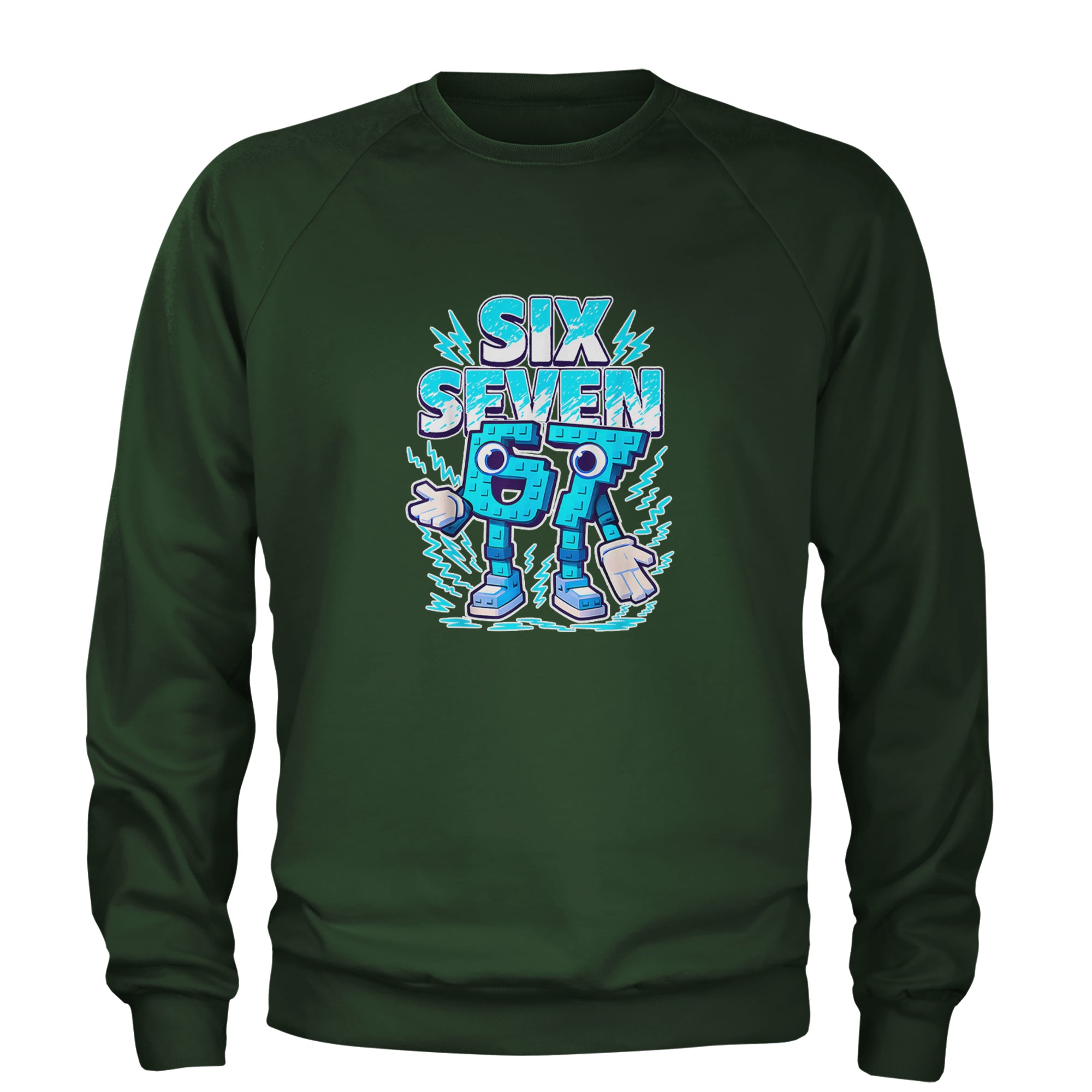 67 Brainrot Meme Slang Adult Crewneck Sweatshirt Forest Green
