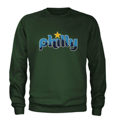 Skyline Philly Philadelphia Adult Crewneck Sweatshirt Forest Green