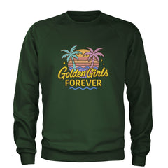 Golden Girls Forever Retro Sunset Adult Crewneck Sweatshirt Forest Green