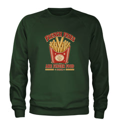 French Fries Are Finger Food IYKYK Adult Crewneck Sweatshirt Forest Green