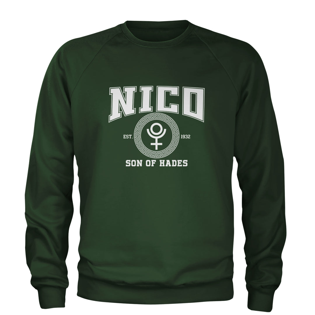 Nico Son of Hades Underworld Crest Adult Crewneck Sweatshirt Forest Green