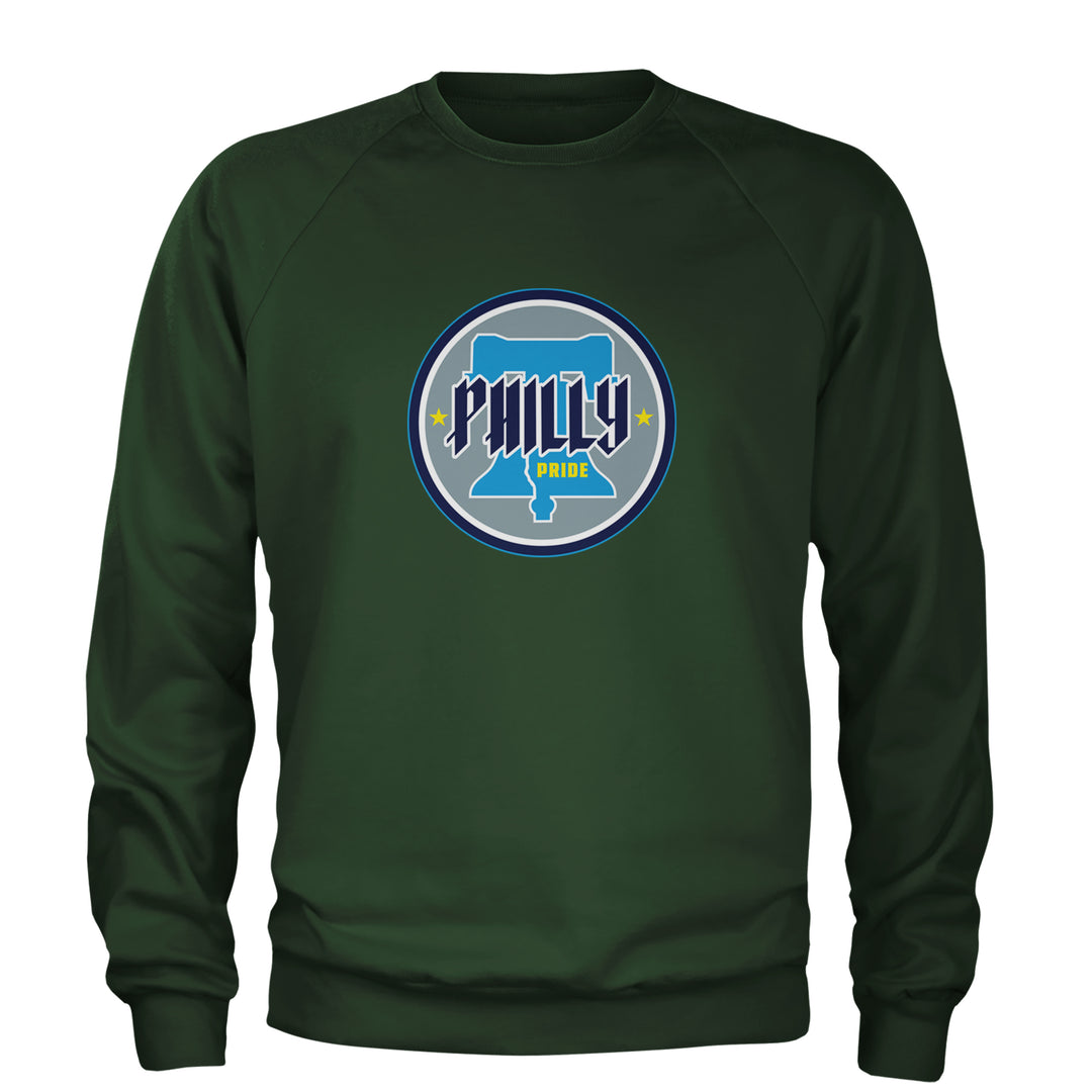 Philly Pride Liberty Bell Adult Crewneck Sweatshirt Forest Green