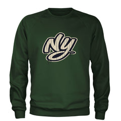 NYC New York City Grunge Street Adult Crewneck Sweatshirt Forest Green
