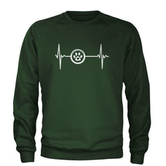 TLC Rescue Heartbeat Adult Crewneck Sweatshirt Forest Green