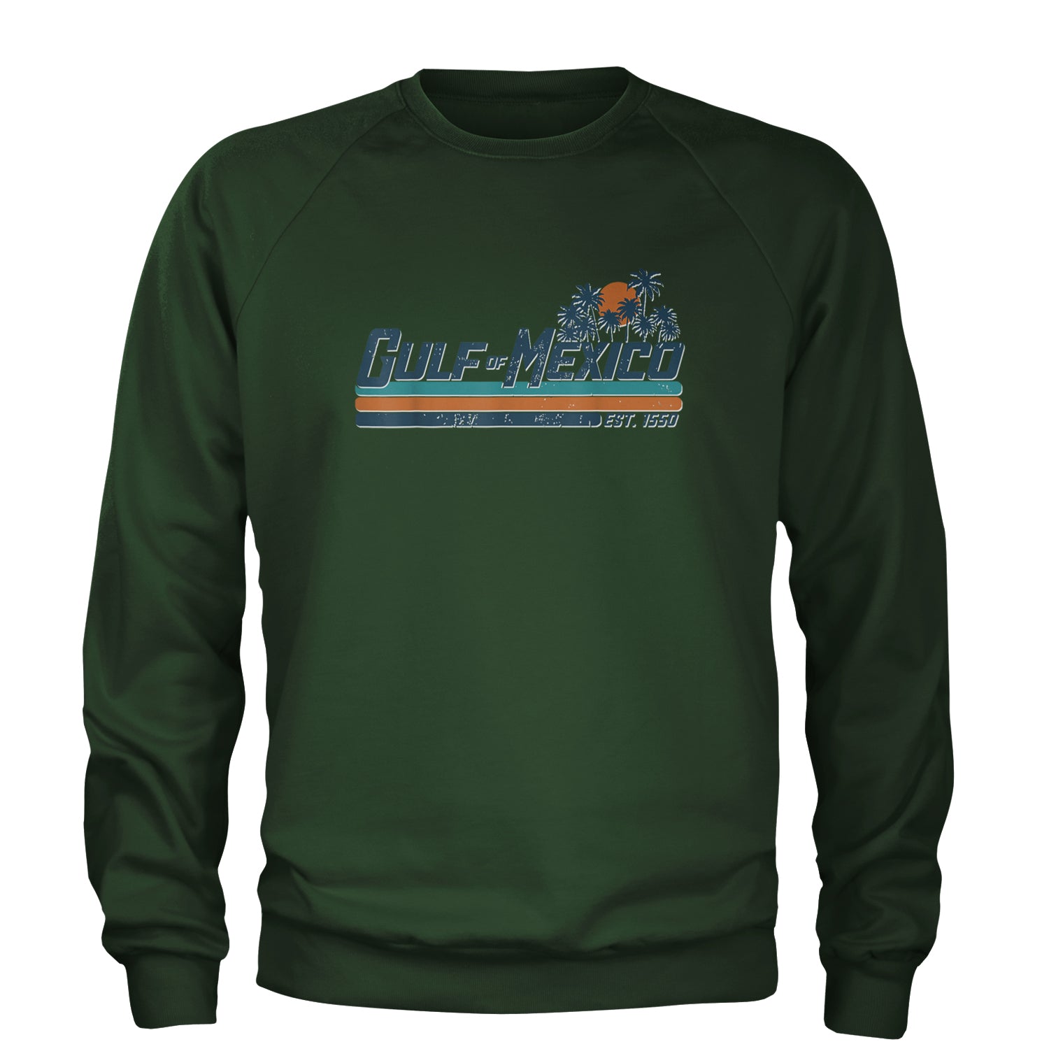 Gulf Of Mexico Established Year 1550 Adult Crewneck Sweatshirt Forest Green