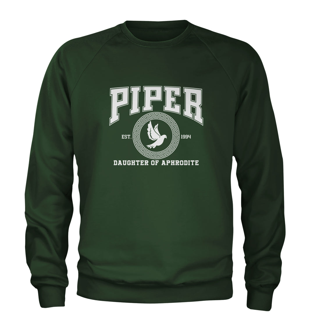 Piper Daughter of Aphrodite Rebel Heart Adult Crewneck Sweatshirt Forest Green