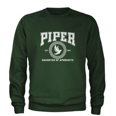 Piper Daughter of Aphrodite Rebel Heart Adult Crewneck Sweatshirt Forest Green
