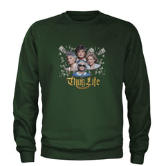 Golden Chain Thug Life Girls Adult Crewneck Sweatshirt Forest Green
