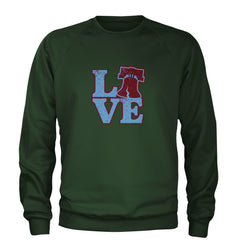 Love Philly Liberty Bell Adult Crewneck Sweatshirt Forest Green