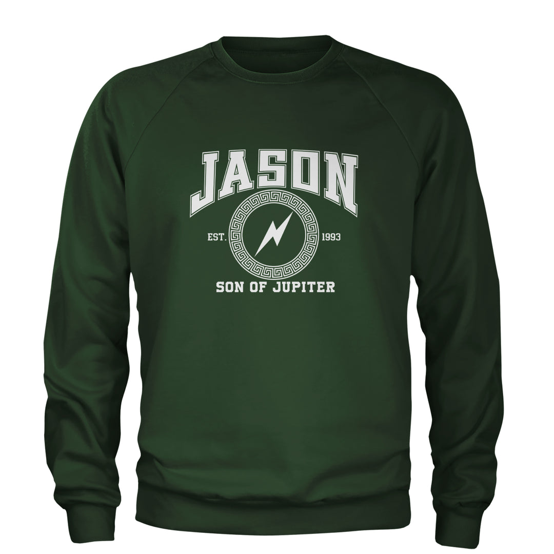 Jason Son of Jupiter Storm Bringer Adult Crewneck Sweatshirt Forest Green