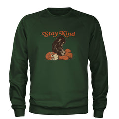 Punch Stay Kind Macaque Adult Crewneck Sweatshirt Forest Green