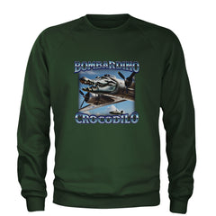 Bombardino Crocodilo Brainrot Adult Crewneck Sweatshirt Forest Green