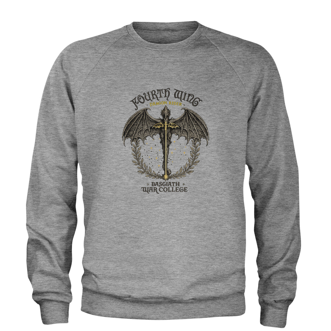 Fourth Wing Dragon Rider Vintage Basgiath War College Adult Crewneck Sweatshirt Heather Grey