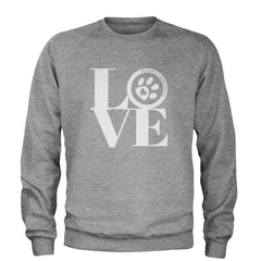 TLC LOVE Dog Rescue Adult Crewneck Sweatshirt Heather Grey