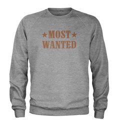 Most Wanted Cowboy Adult Crewneck Sweatshirt Heather Grey