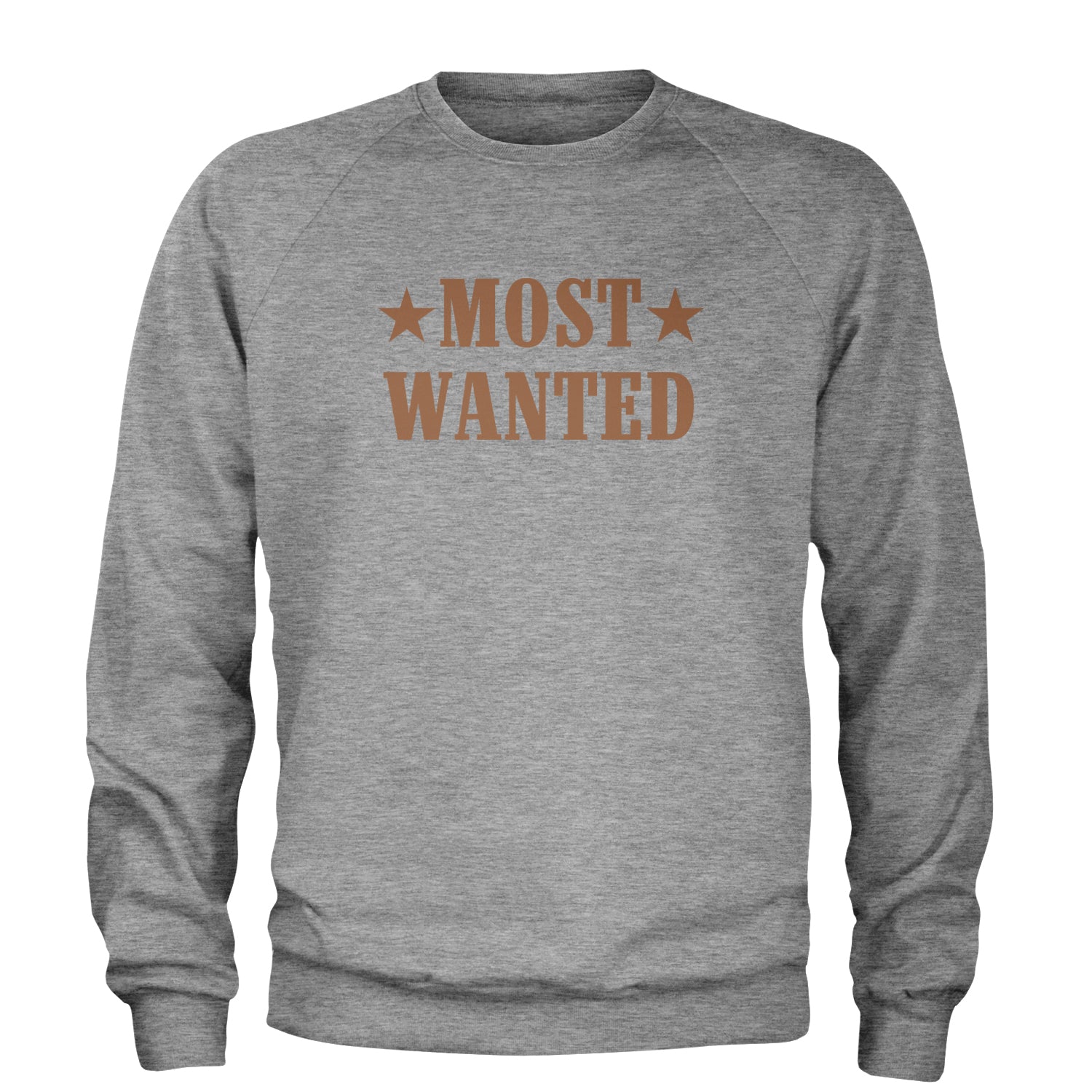 Most Wanted Cowboy Adult Crewneck Sweatshirt Heather Grey