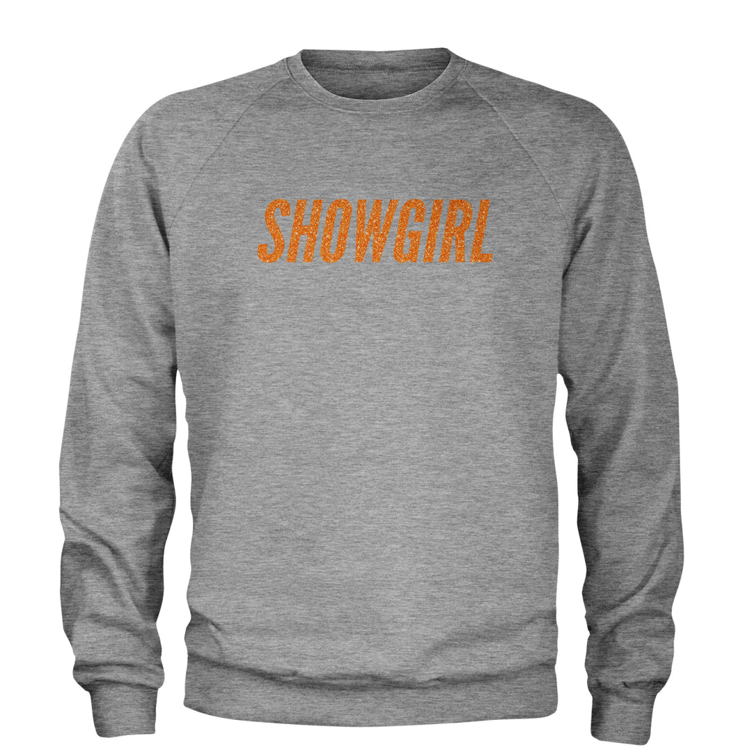 Showgirl Orange Glitter Adult Crewneck Sweatshirt Heather Grey