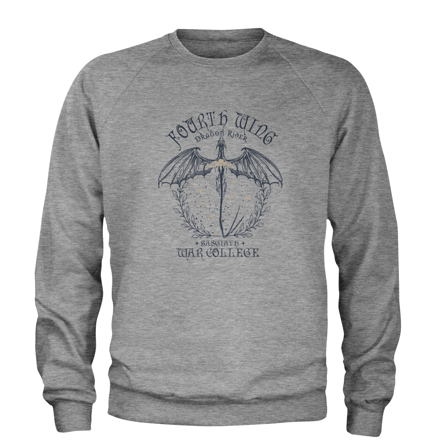 Fourth Wing Dragon Rider Vintage Basgiath War College Adult Crewneck Sweatshirt Heather Grey