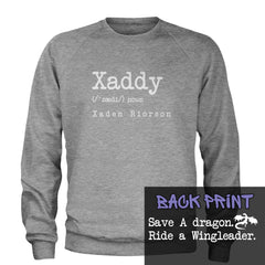 Xaddy Save A Dragon Ride A Wingleader Adult Crewneck Sweatshirt Heather Grey