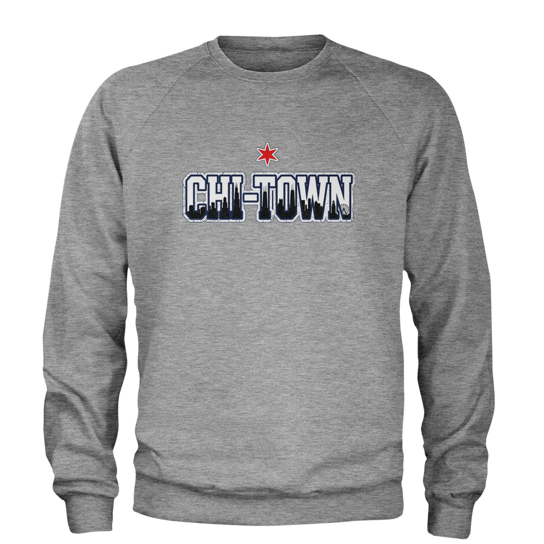 Chicago Chi-Town City Pride Adult Crewneck Sweatshirt Heather Grey