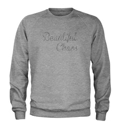 Beautiful Chaos Glitter Music Festival Adult Crewneck Sweatshirt Heather Grey