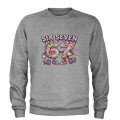 67 Candy Swirl Meme Adult Crewneck Sweatshirt Heather Grey
