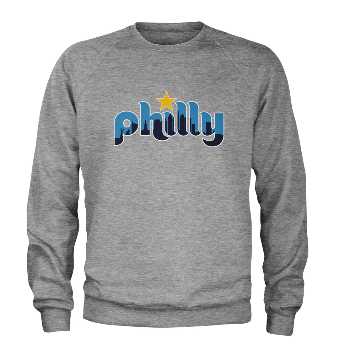 Skyline Philly Philadelphia Adult Crewneck Sweatshirt Heather Grey