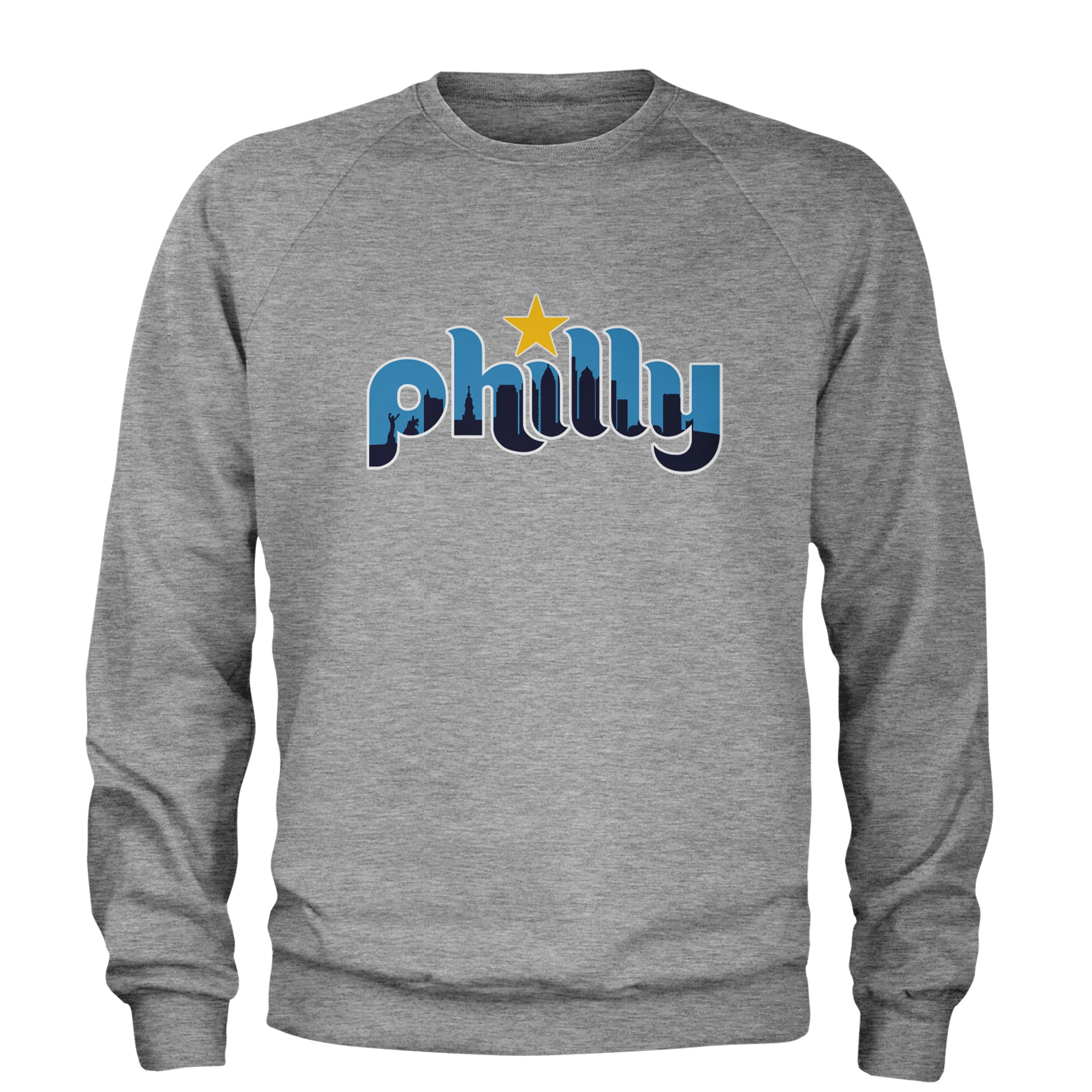 Skyline Philly Philadelphia Adult Crewneck Sweatshirt Heather Grey