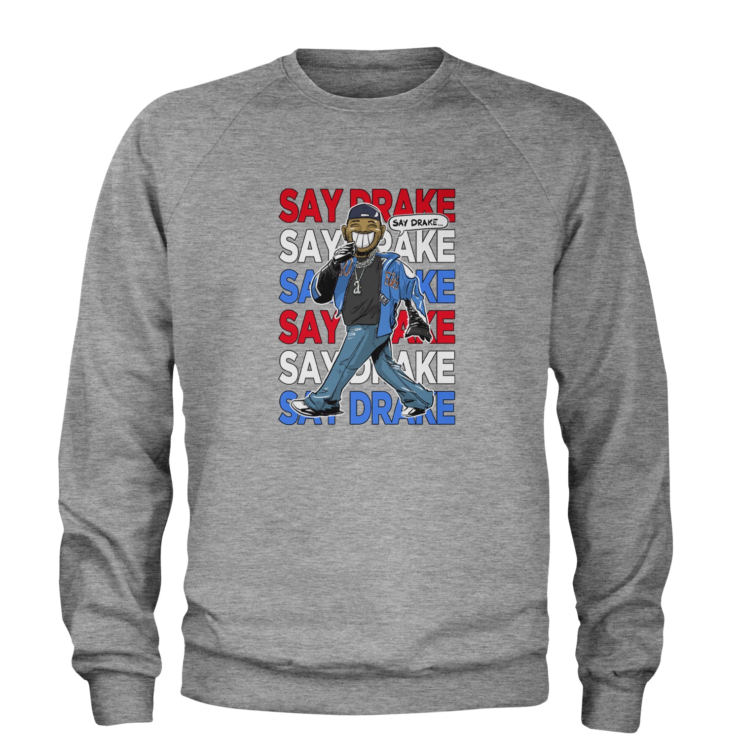 Say Drake Smiling Meme Mustard Adult Crewneck Sweatshirt Heather Grey