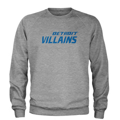 Detroit Villains Grit Football Adult Crewneck Sweatshirt Heather Grey