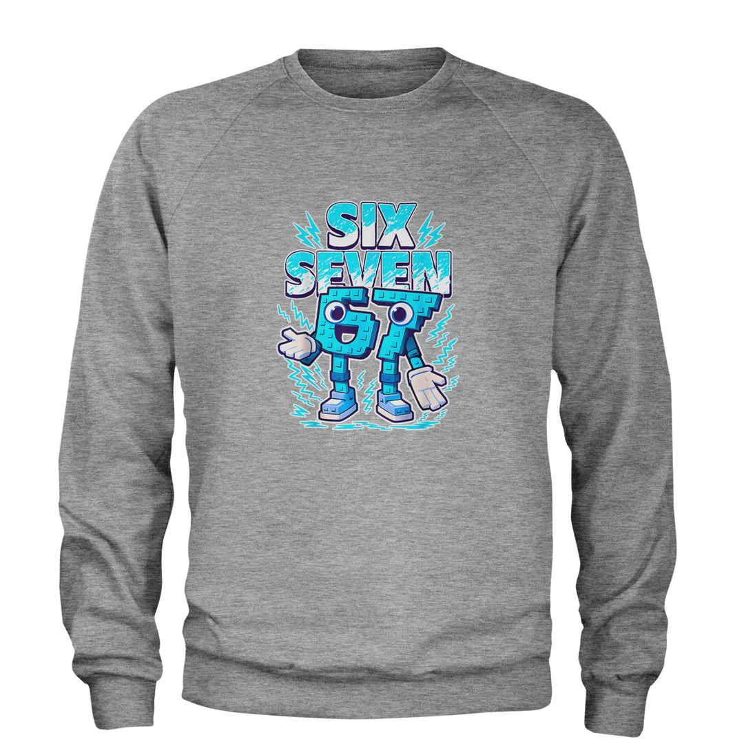 67 Brainrot Meme Slang Adult Crewneck Sweatshirt Heather Grey