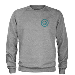 TLC To Love a Canine Dog Rescue Teal Adult Crewneck Sweatshirt Heather Grey