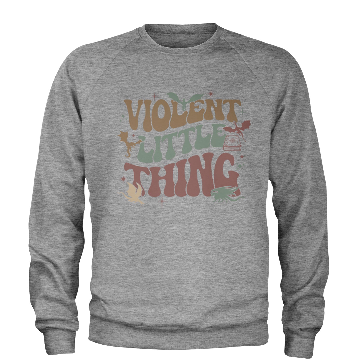 Violent Little Thing Dragon Adult Crewneck Sweatshirt Heather Grey