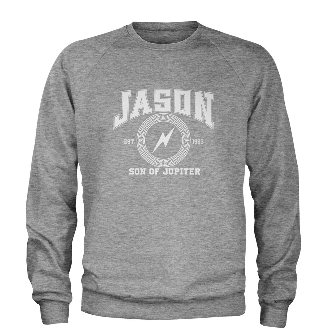 Jason Son of Jupiter Storm Bringer Adult Crewneck Sweatshirt Heather Grey