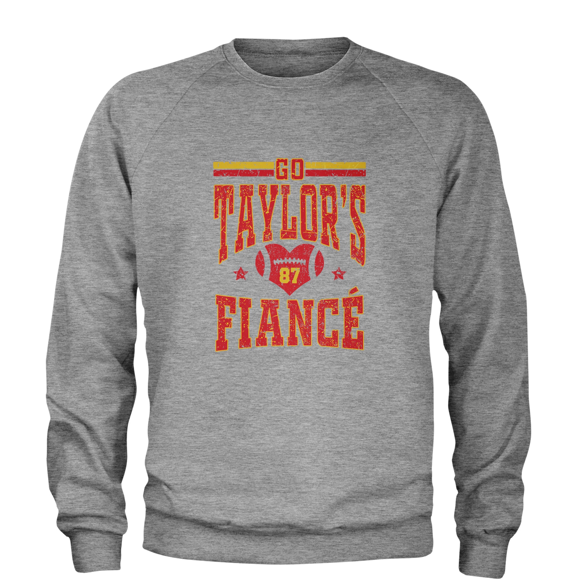 Go Taylor's Fiancé Engagement Game Day Adult Crewneck Sweatshirt Heather Grey
