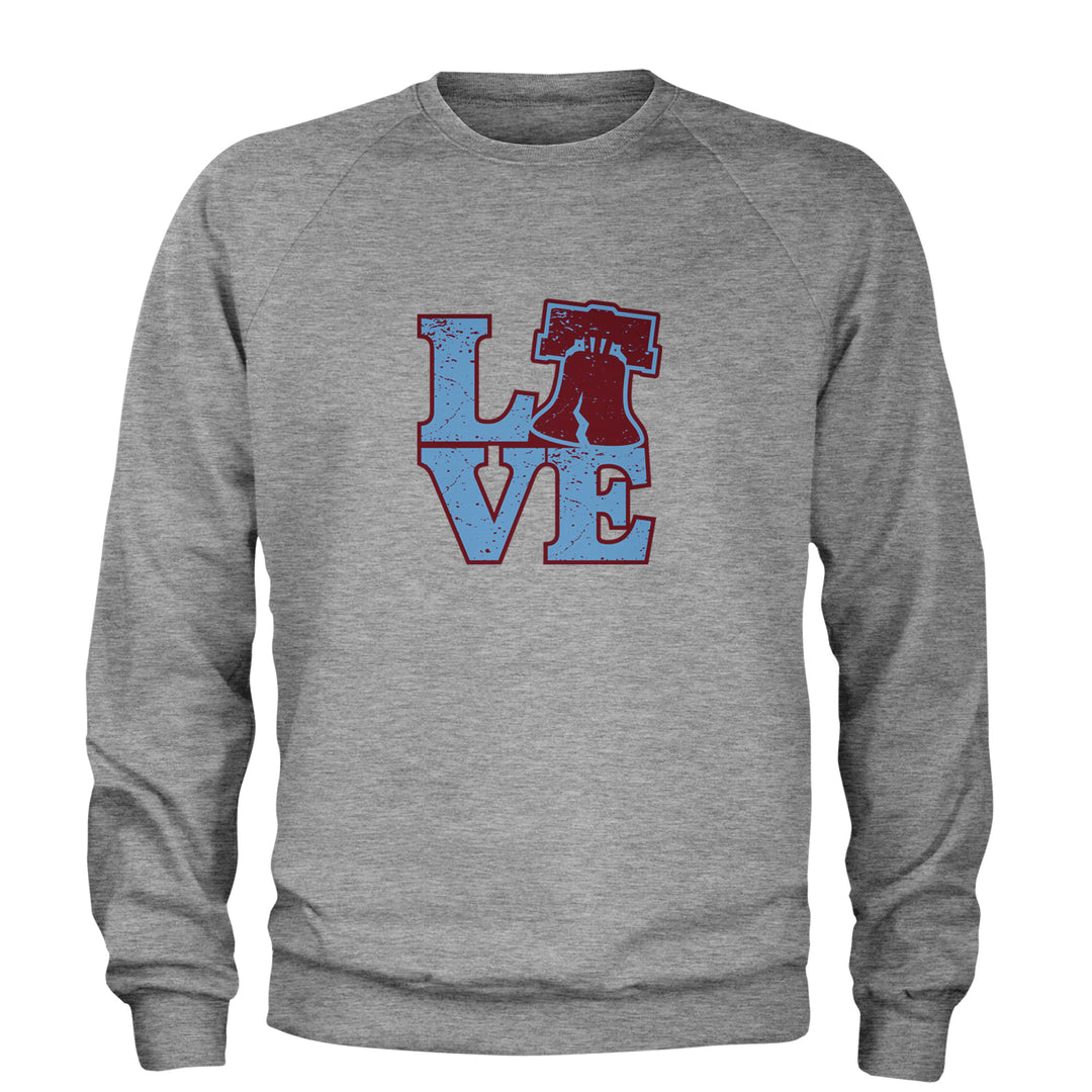 Love Philly Liberty Bell Adult Crewneck Sweatshirt Heather Grey