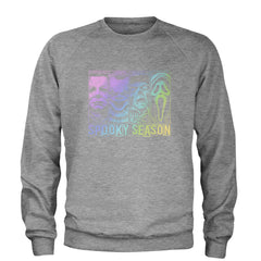 Spooky Season Horror Icons Halloween Adult Crewneck Sweatshirt Heather Grey