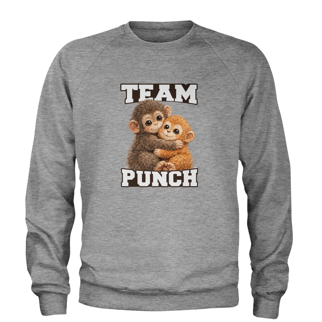 Team Punch Panchi-kun Monkey Adult Crewneck Sweatshirt Heather Grey