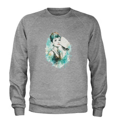 Mrs. Herpburn Iconic Watercolors Adult Crewneck Sweatshirt Heather Grey