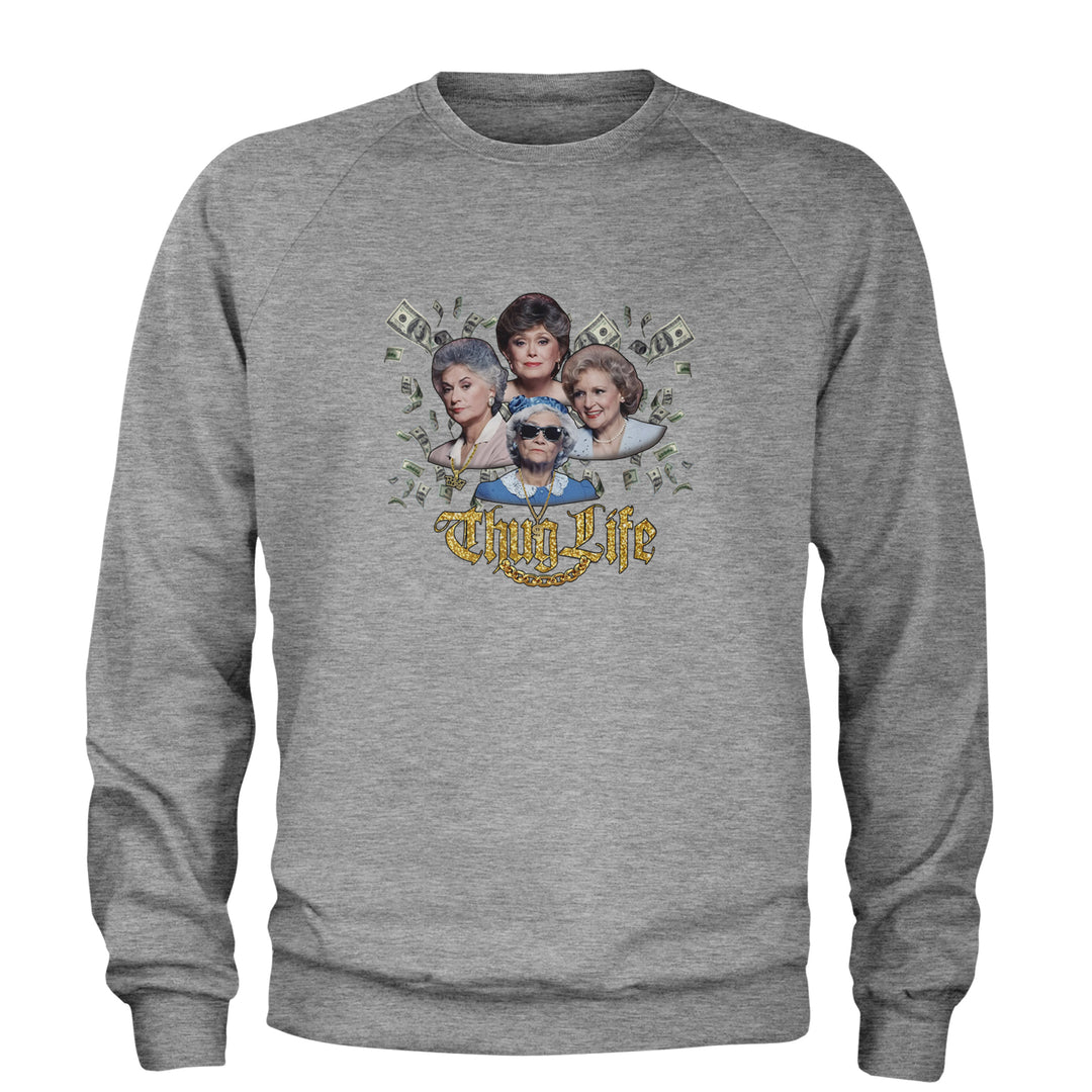Golden Chain Thug Life Girls Adult Crewneck Sweatshirt Heather Grey