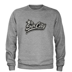 Sin City Vegas Retro Vintage Adult Crewneck Sweatshirt Heather Grey