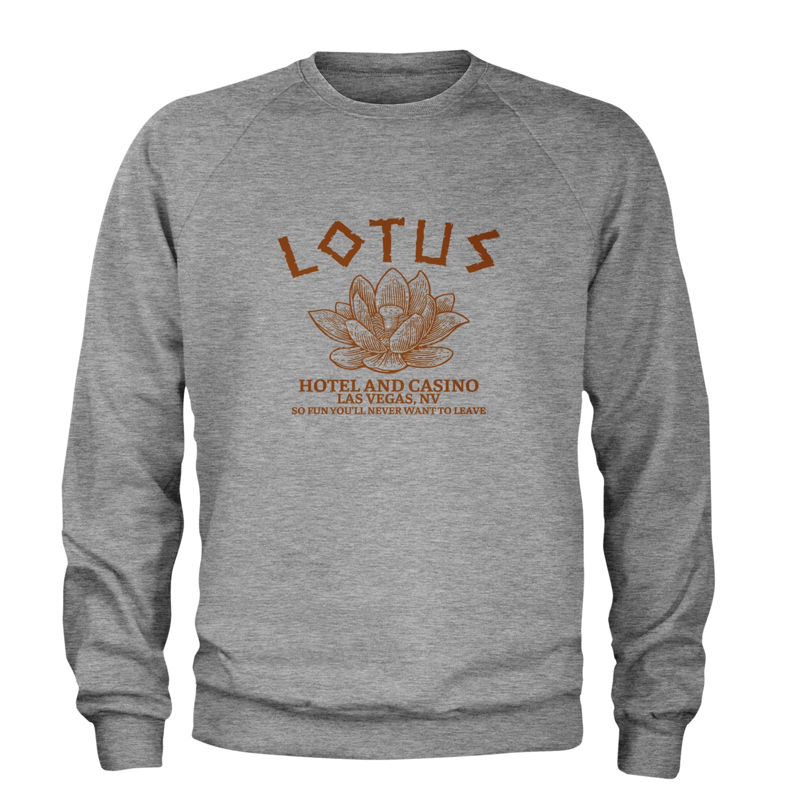 Lotus Hotel and Casino Adult Crewneck Sweatshirt Heather Grey