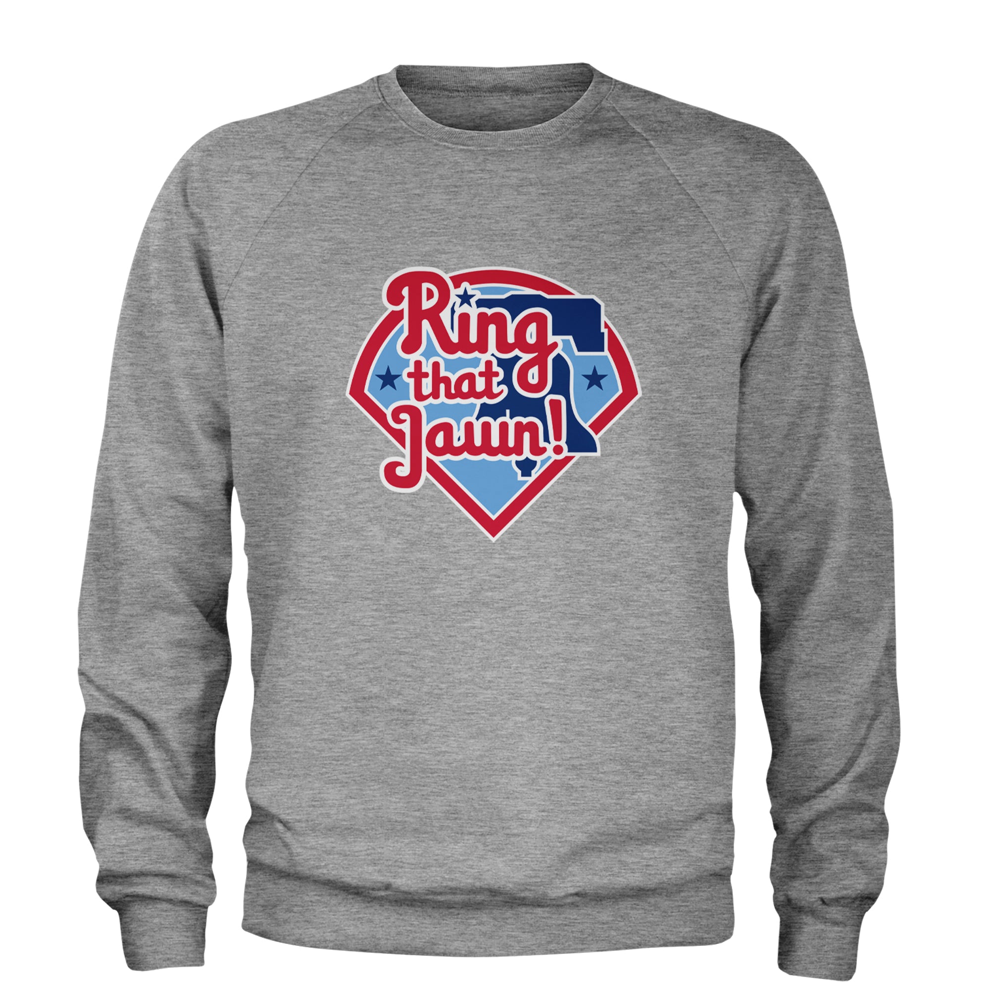 Ring That Jawn Philly Baseball Adult Crewneck Sweatshirt Heather Grey