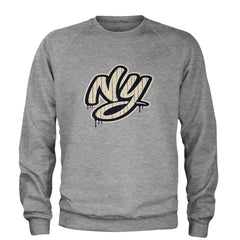 NYC New York City Grunge Street Adult Crewneck Sweatshirt Heather Grey