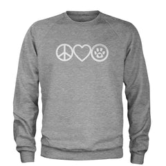 Peace, Love and TLC Dog Rescue Adult Crewneck Sweatshirt Heather Grey
