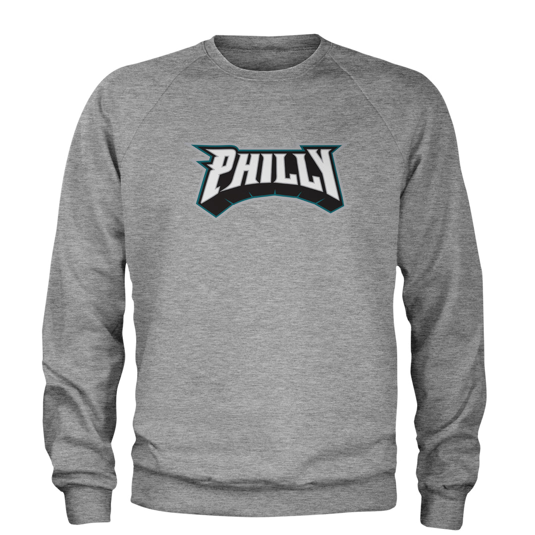Philly Bold Block Throwback Adult Crewneck Sweatshirt Heather Grey