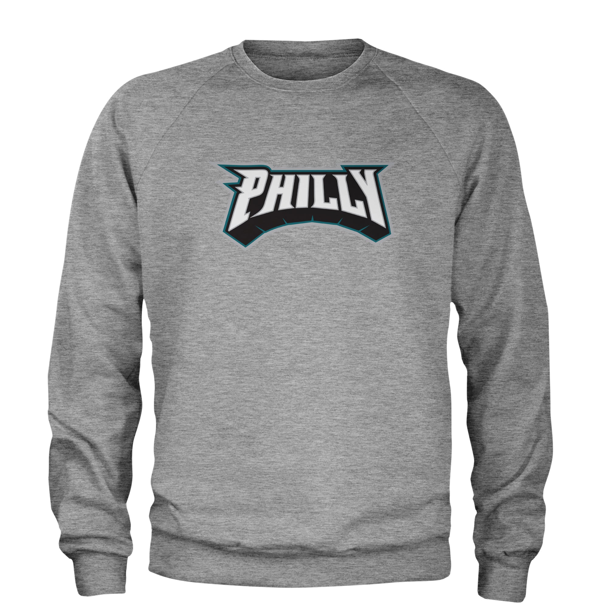 Philly Bold Block Throwback Adult Crewneck Sweatshirt Heather Grey