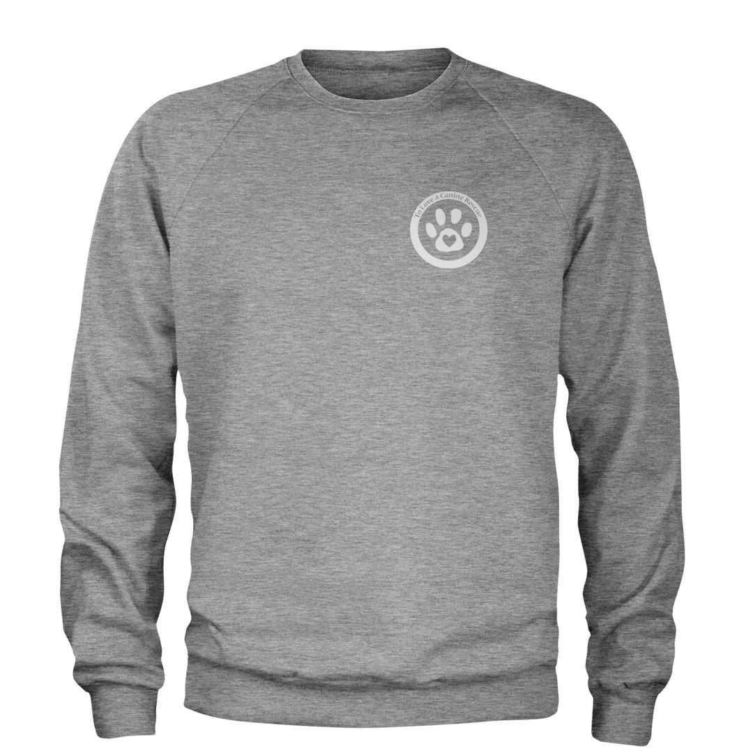 TLC To Love a Canine Dog Rescue White Adult Crewneck Sweatshirt Heather Grey