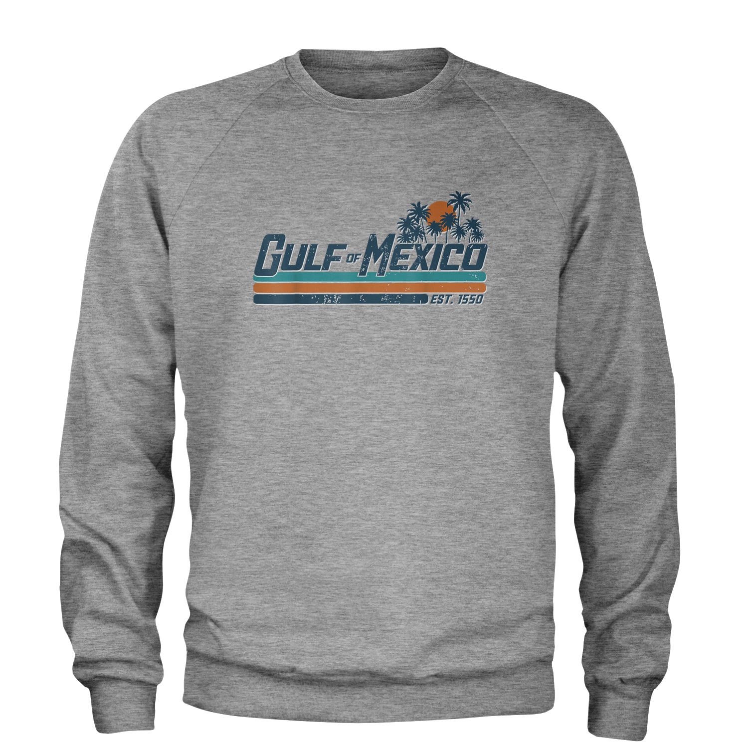 Gulf Of Mexico Established Year 1550 Adult Crewneck Sweatshirt Heather Grey