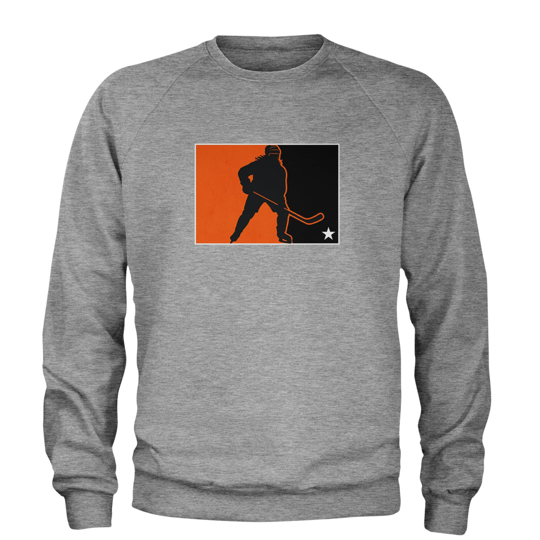Hockey Enforcer Retro Vintage Adult Crewneck Sweatshirt Heather Grey